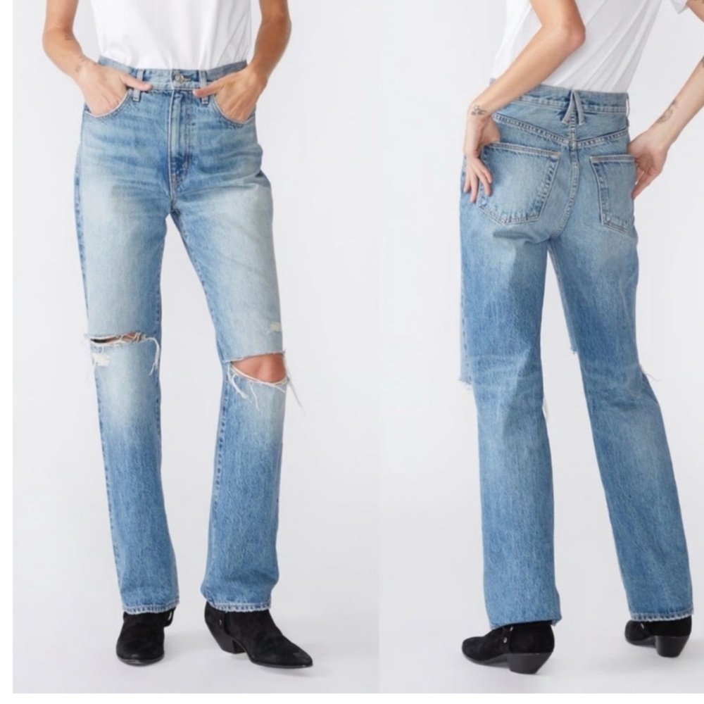 SLVRLAKE Distressed Acid Wash Straight Leg Jeans Size 25